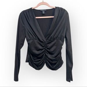 Sincerely Jules Black Ruched Long Sleeve Top – Size Large